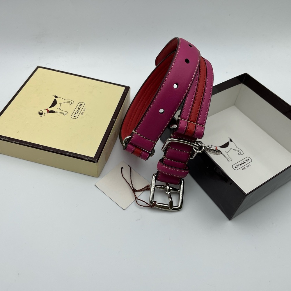 Coach Pink Dog Collar with Elegant Silver Buckle